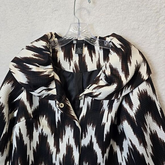 Carole Little  Brown Abstract Animal Print Blazer Jacket Size S - Career Quilt - Picture 2 of 7